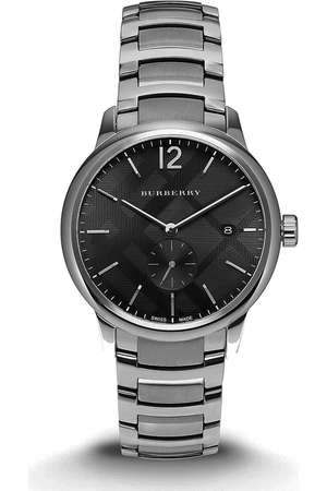 Buy Shop Burberry The Classic Round Black Dial Silver Steel Strap Watch for Men - BU10005 USA Online