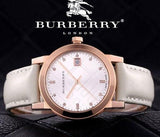 Burberry The City Diamonds White Dial White Leather Strap Watch for Women - BU9130