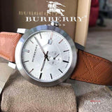 Burberry The City Silver Dial Brown Leather Strap Watch for Men - BU9904