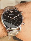 Buy Shop Emporio Armani Luigi Black Dial Silver Steel Strap Watch For Men - AR1894 USA Online