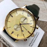 Buy Shop Emporio Armani Gianni Beige Dial Grey Leather Strap Watch For Men - AR0386 USA Online