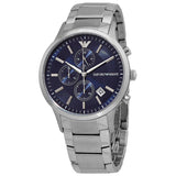 Buy Shop Emporio Armani Renato Chronograph Blue Dial Silver Steel Strap Watch For Men - AR11164 USA Online
