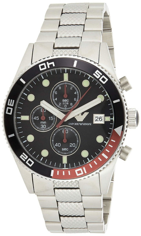 Buy Shop Emporio Armani Chronograph Black Dial Silver Stainless Steel Watch For Men - AR5855 USA Online