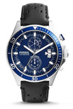 Buy Shop Fossil Wakefield Chronograph Blue Dial Black Leather Strap Watch for Women - CH2945 USA Online