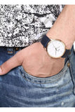 Buy Shop Fossil The Minimalist Slim White Dial Blue Leather Strap Watch for Men - FS5371 USA Online