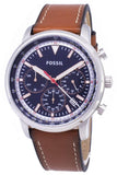 Buy Shop Fossil Goodwin Chronograph Blue Dial Brown Leather Strap Watch for Men - FS5414 USA Online