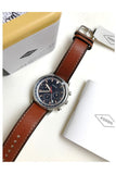 Buy Shop Fossil Goodwin Chronograph Blue Dial Brown Leather Strap Watch for Men - FS5414 USA Online