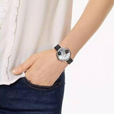 Buy Shop Fossil Jacqueline Mother of Pearl Dial Black Leather Strap Watch for Women - ES4535 USA Online