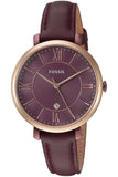 Buy Shop Fossil Jacqueline Burgundy Dial Burgundy Leather Strap Watch for Women - ES4099 USA Online