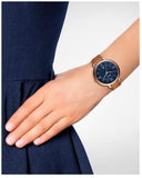 Buy Shop Fossil Jacqueline Three Hand Date Luggage Blue Dial Brown Leather Strap Watch for Women - ES4274 USA Online