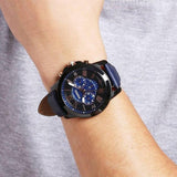 Buy Shop Fossil Grant Chronograph Black Dial Blue Leather Strap Watch for Men - FS5061 USA Online