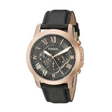 Buy Shop Fossil Grant Chronograph Grey Dial Black Leather Strap Watch for Men - FS5085 USA Online