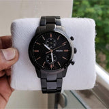 Buy Shop Fossil Townsman Chronograph Black Dial Black Steel Strap Watch for Men - FS5379 USA Online