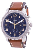 Buy Shop Fossil Bowman Chronograph Blue Dial Brown Leather Strap Watch for Men - FS5602 USA Online