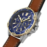 Buy Shop Fossil Garrett Chronograph Blue Dial Brown Leather Strap Watch for Men - FS5625 USA Online
