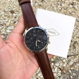 Buy Shop Fossil Neutra Chronograph Black Dial Brown Leather Strap Watch for Men - FS5408 USA Online