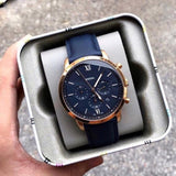 Buy Shop Fossil Neutra Chronograph Blue Dial Blue Leather Strap Watch for Men - FS5454 USA Online