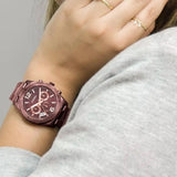 Buy Shop Fossil Perfect Boyfriend Multifunction Maroon Dial Maroon Steel Strap Watch for Women - ES4110 USA Online