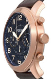 Buy Shop Fossil Pilot 54 Chronograph Blue Dial Brown Leather Strap Watch for Men - FS5204 USA Online