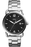 Buy Shop Fossil The Commuter Black Dial Silver Steel Strap Watch for Men - FS5391 USA Online
