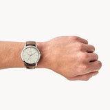 Buy Shop Fossil The Minimalist White Dial Brown Leather Strap Watch for Men - FS5397 USA Online