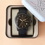 Buy Shop Fossil Goodwin Chronograph Black Dial Black Leather Strap Watch for Men - FS5585 USA Online