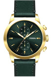 Fossil Townsman Chronograph Green Dial Green Leather Strap Watch for Men - FS5599