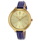 Buy Shop Michael Kors Runway Quartz Gold Dial Blue Leather Strap Watch For Women - MK2285 USA Online