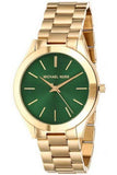 Buy Shop Michael Kors Slim Runway Green Dial Gold Steel Strap Watch for Women - MK3435 USA Online
