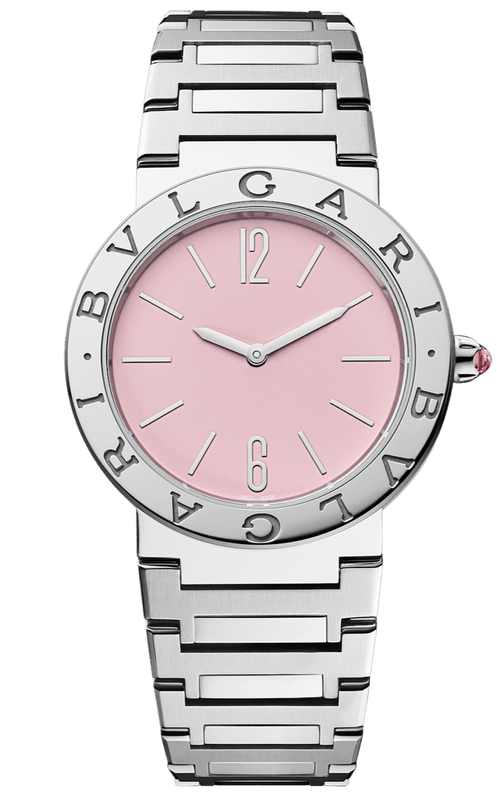 Buy Shop Bvlgari Bvlgari Bvlgari Quartz Pink Dial Silver Steel Strap Watch for Women - BVLGARI103711 USA Online