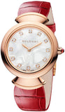 Buy Shop Bvlgari Divas Dream Diamonds Mother of Pearl Dial Red Leather Strap Watch for Women - DREAM102840 USA Online