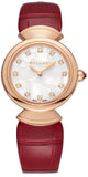 Buy Shop Bvlgari Divas Dream Diamonds Mother of Pearl Dial Red Leather Strap Watch for Women - DREAM102840 USA Online