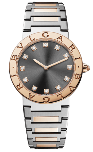 Buy Shop Bvlgari Lady Quartz Diamonds Grey Dial Two Tone Steel Strap Watch for Women - BVLGARI103067 USA Online