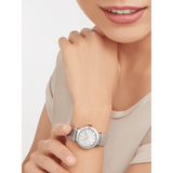 Buy Shop Bvlgari LVCEA Diamonds Silver Mother of Pearl Dial Silver Leather Strap Watch for Women - LVCEA103367 USA Online
