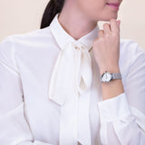 Buy Shop Bvlgari LVCEA Diamonds Silver Mother of Pearl Dial Silver Leather Strap Watch for Women - LVCEA103367 USA Online