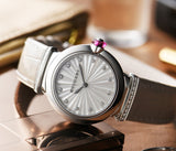 Buy Shop Bvlgari LVCEA Diamonds Silver Mother of Pearl Dial Silver Leather Strap Watch for Women - LVCEA103367 USA Online