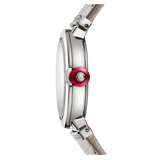 Buy Shop Bvlgari LVCEA Diamonds Silver Mother of Pearl Dial Silver Leather Strap Watch for Women - LVCEA103367 USA Online