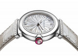 Buy Shop Bvlgari LVCEA Diamonds Silver Mother of Pearl Dial Silver Leather Strap Watch for Women - LVCEA103367 USA Online