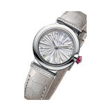 Buy Shop Bvlgari LVCEA Diamonds Silver Mother of Pearl Dial Silver Leather Strap Watch for Women - LVCEA103367 USA Online