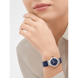 Buy Shop Bvlgari Lvcea Intarsio Aventurine Diamonds Blue Dial Blue Leather Strap Watch for Women - LVCEA103617 USA Online