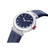 Buy Shop Bvlgari Lvcea Intarsio Aventurine Diamonds Blue Dial Blue Leather Strap Watch for Women - LVCEA103617 USA Online