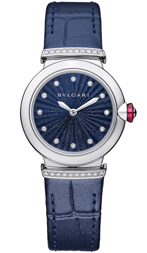 Buy Shop Bvlgari Lvcea Intarsio Aventurine Diamonds Blue Dial Blue Leather Strap Watch for Women - LVCEA103617 USA Online