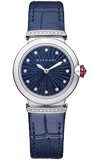 Buy Shop Bvlgari Lvcea Intarsio Aventurine Diamonds Blue Dial Blue Leather Strap Watch for Women - LVCEA103617 USA Online