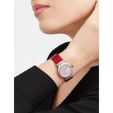 Buy Shop Bvlgari Lvcea Intarsio Diamonds Mother of Pearl Pink Dial Red Leather Strap Watch for Women - LVCEA103619 USA Online