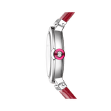 Buy Shop Bvlgari Lvcea Intarsio Diamonds Mother of Pearl Pink Dial Red Leather Strap Watch for Women - LVCEA103619 USA Online