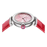 Buy Shop Bvlgari Lvcea Intarsio Diamonds Mother of Pearl Pink Dial Red Leather Strap Watch for Women - LVCEA103619 USA Online