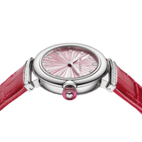 Buy Shop Bvlgari Lvcea Intarsio Diamonds Mother of Pearl Pink Dial Red Leather Strap Watch for Women - LVCEA103619 USA Online