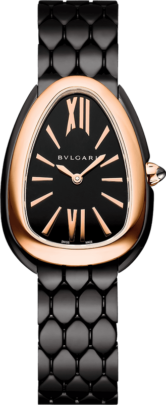 Buy Shop Bvlgari Serpenti Seduttori Black Dial Black Steel Strap Watch for Women - SERPENTI103704 USA Online