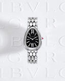 Buy Shop Bvlgari Serpenti Seduttori Diamonds Black Dial Silver Steel Strap Watch for Women - SERPENTI103449 USA Online