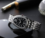Buy Shop Bvlgari Serpenti Seduttori Diamonds Black Dial Silver Steel Strap Watch for Women - SERPENTI103449 USA Online